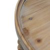 Jake 30 Inch Coffee Table, Fir Wood, Lower Tier Woven Wicker Shelf, Brown