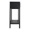 Dana 39 Inch Sofa Console Table, 2 Rattan Drawers, Black Finish, Brown