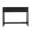 Dana 39 Inch Sofa Console Table, 2 Rattan Drawers, Black Finish, Brown