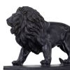 Ari Set of 2 Classic Bookends, Lion Statuette Figurines, Glossy Black Resin