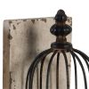 Ari Set of 2 Classic Bookends, Birdcage, Iron and Fir Wood, Black, Brown
