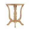 28 Inch Round Side Table, Turned Legs, Classical Style, Wood Grain, Brown