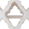 Ode 32 Inch Coffee Table, Round, Quatrefoil Lattice Design, Brown, White