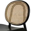 Ada 24 Inch Dining Chair, Cane Rattan Back, Beech Wood, Set of 2, Black