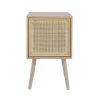 Oli 28 Inch Accent Cabinet Table, Rattan Door, Splayed Legs, Natural Brown