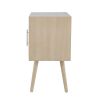 Oli 28 Inch Accent Cabinet Table, Rattan Door, Splayed Legs, Natural Brown