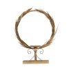 20 Inch Luxury Accent Candle Holder, Laurel Wreath, Metal Frame Gold Finish