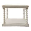 48 Inch Coffee Table, Rectangular, Glass Top, Scroll Design, Vintage White