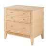 27 Inch Bedside Table, 2 Drawers, Textured Wood, Modern Veneer Finish Brown