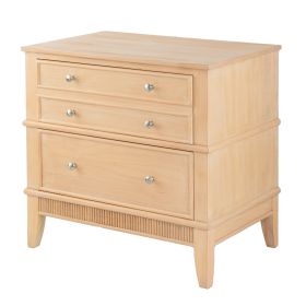 27 Inch Bedside Table, 2 Drawers, Textured Wood, Modern Veneer Finish Brown