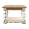 47 Inch Classic Coffee Table, Rectangular, Carved Leg, Bottom Shelf, Brown