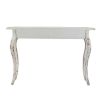 30 Inch Console Table, Fir Wood, Rectangle, Curved Legs, Distressed White