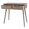 Pia 31 Inch Console Table, Pine Wood, 2 Drawer, Woven Rattan, Rustic Brown