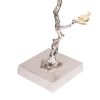 28 Inch Accent Table, Artful Branch Like Frame, Gold Bird Accents, Silver
