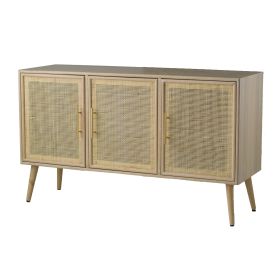 Dana 47 Inch TV Media Entertainment Console, 3 Rattan Doors, Modern, Brown