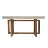 55 Inch Console Sideboard Sofa Table, Hand Carved Wood Apron, Classic Brown