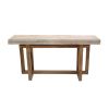 55 Inch Console Sideboard Sofa Table, Hand Carved Wood Apron, Classic Brown