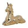 11 Inch Sitting Unicorn Figurine, Ceramic Statuette in Gold Metallic Finish