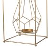 22 Inch Iron Candle Holder, Modern Geometric Accent Hanging Design, Gold