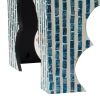 Lez 18, 20 Inch Capiz Accent Table Stool, Set of 2, Blue, White Mosaic Look