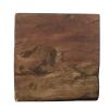 20 Inch Accent Table, Rustic Pillar Pedestal with Scrolled Carvings, Brown