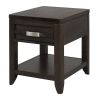 Joni 25 Inch Side End Table, 1 Drawer and Shelf, Espresso Brown Acacia Wood