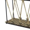 52 Inch Console Table, Rustic Plank Top with Crossed Rope Design, Brown