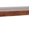 52 Inch Writing Desk, Natural Textured Acacia Wood, Burnished Brown