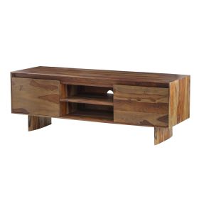 58 Inch TV Media Entertainment Cabinet, 2 Door 1 Shelf, Sheesham Wood Brown