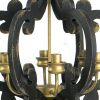Aki 21 Inch Carved Wood Chandelier, 6 Lights, Vintage Classic, Black, Gold