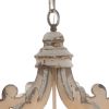 Aki 21 Inch 6 Light Chandelier, Carved Wood Frame, Classic, Vintage, White