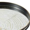 18 Inch Decorative Tray, Round Black Wood Frame, Mirrored Bottom