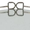 Sui 16 Inch Round Serving Tray, Mirrored Silver Geometric Frame, Medium