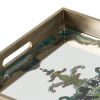 Miki 18 Inch Decorative Tray, Artistic Mirrored Damask Pattern, Gold Finish