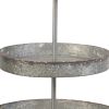 24 Inch Metal Decorative Stand, 3 Tiers with Round Trays, Gray