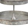 24 Inch Metal Decorative Stand, 3 Tiers with Round Trays, Gray