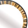 32 Inch Accent Wall Mirror, Round Metal Frame with Agate Inspired Pattern