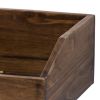 19, 13, 10 Inch Fir Wood Box, Set of 4 with Metal Handles, Antique Brown