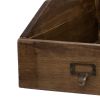19, 13, 10 Inch Fir Wood Box, Set of 4 with Metal Handles, Antique Brown