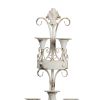 16 Inch Wall Mount Candle Holder, Ornately Scrolled White Metal Finish
