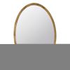 33 Inch Modern Accent Wall Mirror, Mountable Oval Wood Frame in Brown