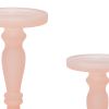 Qui 14, 11 Inch Candle Holders, Rose Pink Turned Pedestal Glass, Set of 2