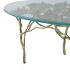 47 Inch Artisanal Coffee Table with Metal Frame, Oval Clear Glass Top, Gold