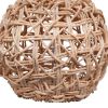25 Inch Table Lamp, Elegant Handwoven Rope Base, Linen Shade, Natural Brown
