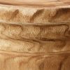 17 Inch Stool Accent Table, Paulownia Wood, Three Leg Base, Natural Brown