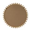 Emu 34 Inch Round Wall Mirror with Beaded Natural Brown Fir Wood Frame