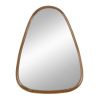 Roe 37 Inch Accent Wall Mirror, Brown Curved Pine Wood Frame, Minimalistic