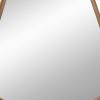 Roe 37 Inch Accent Wall Mirror, Brown Curved Pine Wood Frame, Minimalistic