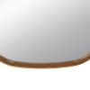 Roe 37 Inch Accent Wall Mirror, Brown Curved Pine Wood Frame, Minimalistic