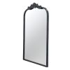 Kea 36 Inch Wall Mirror, Black Curved Metal Frame, Baroque Accent Design
